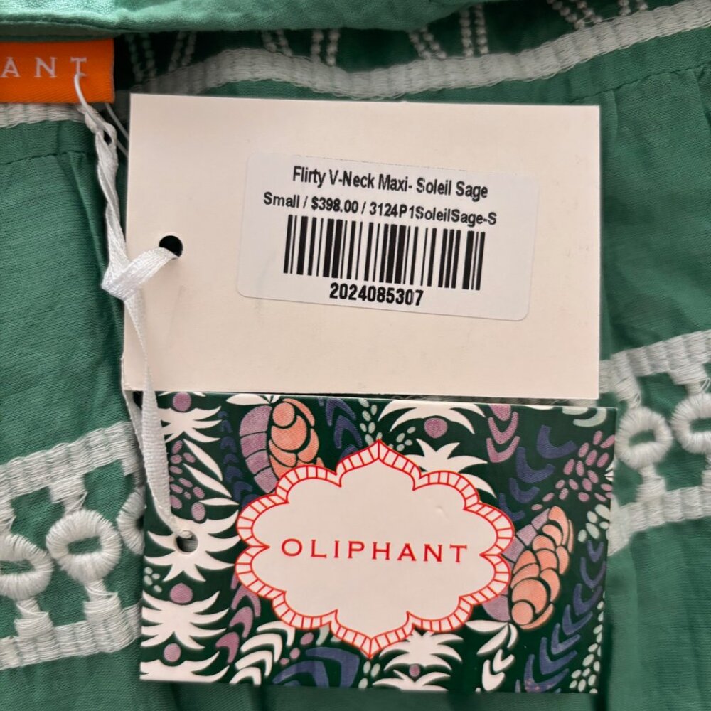 Oliphant Dress - Size Small - Soleil Sage Flirty V-Neck Maxi Dress - Brand New - Picture 6 of 7
